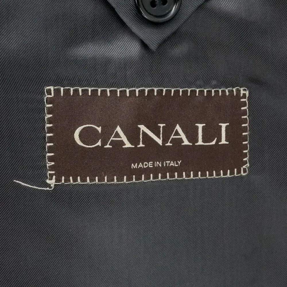 Canali Sport Coat Mens 56 IT 46R Black Gray Plaid Wool Lined Blazer Jacket Italy